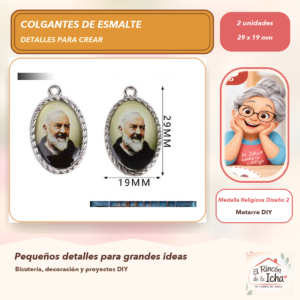 DG024-28 Set de 2 Colgantes de Esmalte Medalla Religiosa Diseño 2 29 x 19 mm