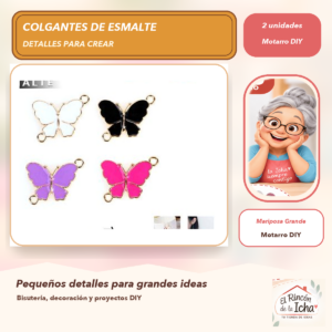 DG024-30 Set de 2 Colgantes de Esmalte Mariposa Grande