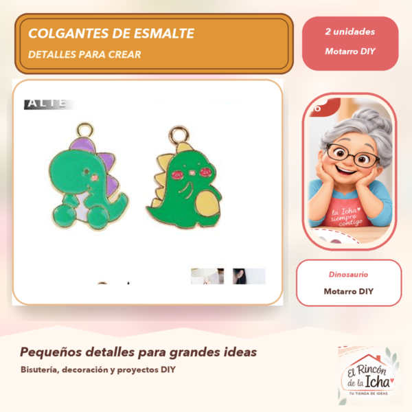Set de 2 Colgantes de Esmalte Dinosaurio