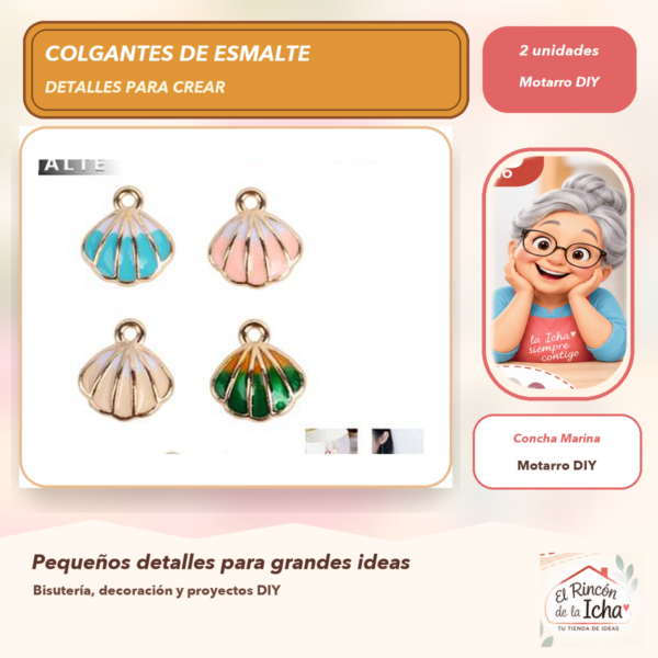 Set de 2 Colgantes de Esmalte Concha Marina
