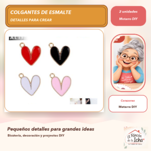 DG024-37 Set de 2 Colgantes de Esmalte Corazones