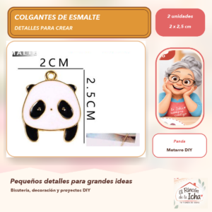 DG024-4 Set de 2 Colgantes de Esmalte Panda 2 x 2,5 cm
