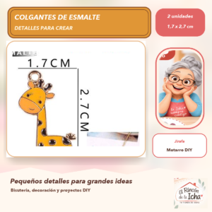 DG024-6 Set de 2 Colgantes de Esmalte Jirafa 1,7 x 2,7 cm