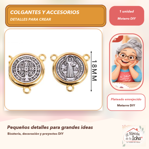 Colgante Medallón Ovalado Metal Plateado envejecido