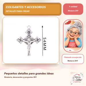 DG025-55 Colgante Crucifijo Metal Plateado envejecido