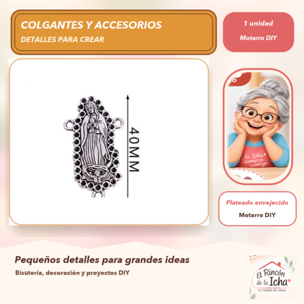 Colgante Medalla Rectangular Metal Plateado envejecido