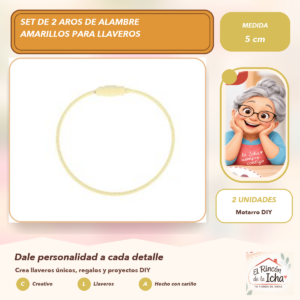 Set de 2 Aros de Alambre Amarillos para Llaveros 5 cm