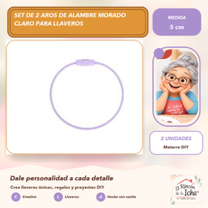 DG026-10 Set de 2 Aros de Alambre Morado Claro para Llaveros 5 cm