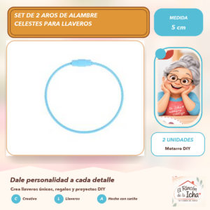 Set de 2 Aros de Alambre Celestes para Llaveros 5 cm