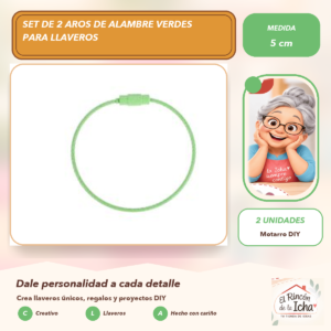Set de 2 Aros de Alambre Verdes para Llaveros 5 cm