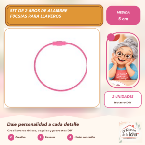 DG026-9 Set de 2 Aros de Alambre Fucsias para Llaveros 5 cm