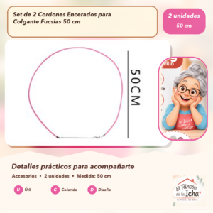 Set de 2 Cordones Encerados para Colgante Fucsias 50 cm