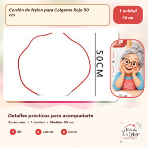 DG030-3 Cordón de Nylon para Colgante Rojo 50 cm