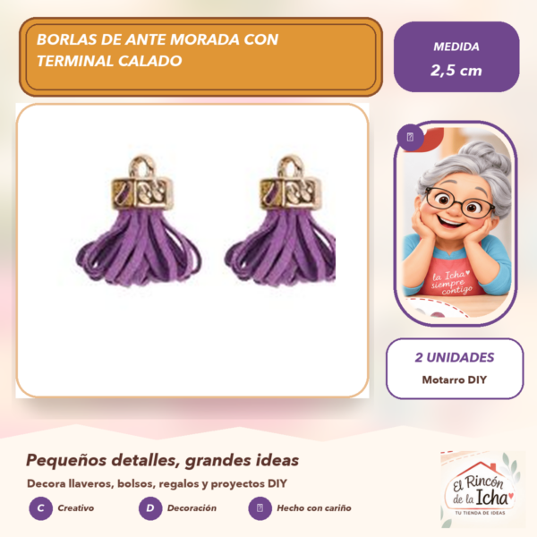 Borlas de Ante Morada con Terminal Calado 2,5 cm (2 unidades)