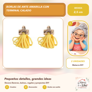DG048-9 Borlas de Ante Amarilla con Terminal Calado 2,5 cm (2 unidades)