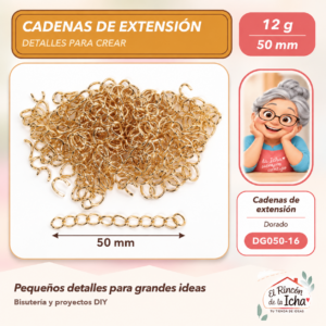 DG050-16 Cadenas de extensión – Dorado – 50 mm – 12 g