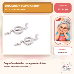 DG052-12 Set de 2 Conectores Infinito Aleación Plateado 15 x 41 mm