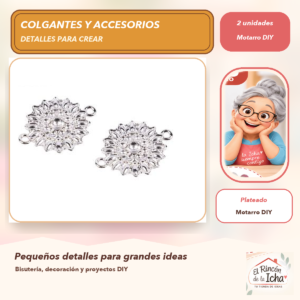 DG052-14 Set de 2 Conectores Flor Aleación Plateado