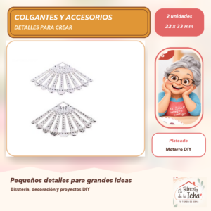 DG052-5 Set de 2 Conectores Abanico Aleación Plateado 22 x 33 mm