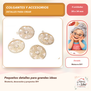 DG056-16 Set de 4 Colgantes Árbol de la Vida Aleación Dorado 30 x 34 mm