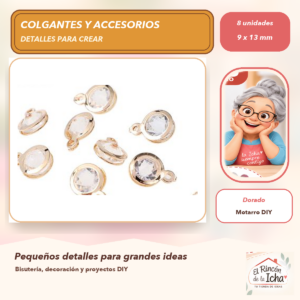 DG056-4 Set de 8 Colgantes Aro Aleación Dorado 9 x 13 mm