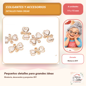 DG056-5 Set de 6 Colgantes Lazo Aleación Dorado 11 x 15 mm