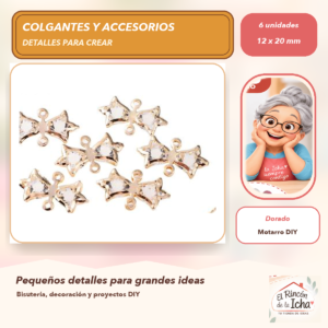 DG056-6 Set de 6 Colgantes Estrella de Mar Aleación Dorado 12 x 20 mm