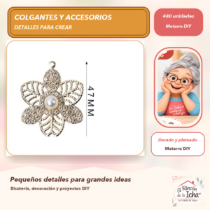 DG059-14 Set de 480 Colgantes Flor de Mariposas Cristales y perlas Dorado y plateado