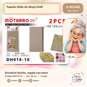 DH019-10 Set de 2 Papeles Nido de Abeja Kraft 46 x 48 cm
