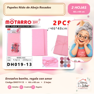 DH019-13 Set de 2 Papeles Nido de Abeja Rosados 46 x 48 cm