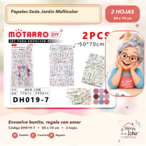 DH019-7 Set de 2 Papeles Seda Jardín Multicolor 50 x 70 cm