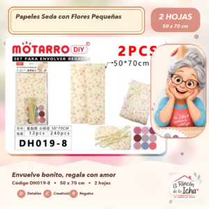 DH019-8 Set de 2 Papeles Seda con Flores Pequeñas 50 x 70 cm