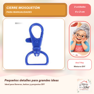 DK031-1 Set de 2 Cierres Mosquetón Giratorios de Plástico Azul Rey 4 x 2 cm