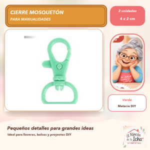 DK031-4 Set de 2 Cierres Mosquetón Giratorios de Plástico Verde 4 x 2 cm