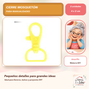 DK031-6 Set de 2 Cierres Mosquetón Giratorios de Plástico Amarillo 4 x 2 cm