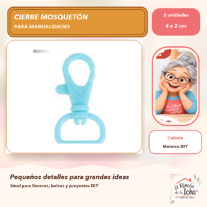 DK031-9 Set de 2 Cierres Mosquetón Giratorios de Plástico Celeste 4 x 2 cm