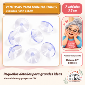 DK033-3 Ventosas de plástico transparente – 3,5 cm – 7 unidades