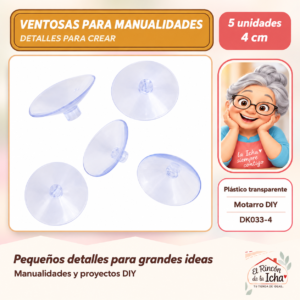 DK033-4 Ventosas de plástico transparente – 4 cm – 5 unidades