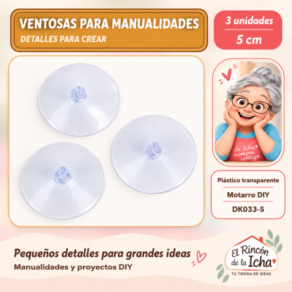 Ventosas de plástico transparente – 5 cm – 3 unidades
