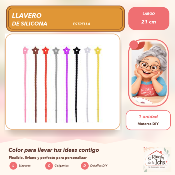 Llavero de Silicona Multicolor Estrella 21 cm