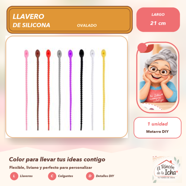 Llavero de Silicona Multicolor Ovalado 21 cm