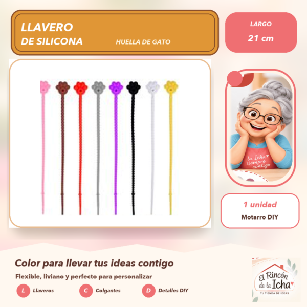 Llavero de Silicona Multicolor Huella de Gato 21 cm