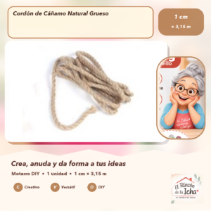 Cordón de Cáñamo Natural Grueso 1 cm × 3,15 m