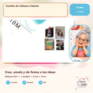 Cordón de Cáñamo Celeste 2 mm × 10 m