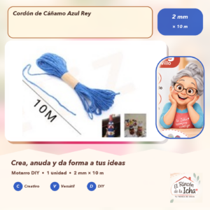 Cordón de Cáñamo Azul Rey 2 mm × 10 m