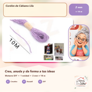 Cordón de Cáñamo Lila 2 mm × 10 m