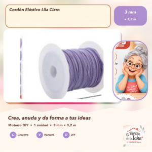 REF.134529 Cordón Elástico Lila Claro 3 mm × 3,2 m