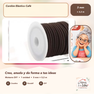 REF.134537 Cordón Elástico Café 3 mm × 3,2 m
