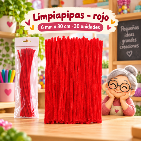 RI-0004645-1.png Limpiapipas 6 mm x 30 cm, 30 unidades - Rojo