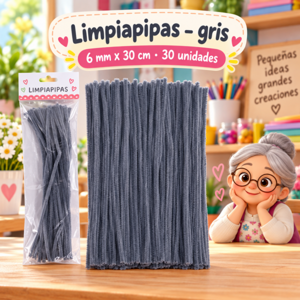 RI-0004647-1.png Limpiapipas 6 mm x 30 cm, 30 unidades - Gris
